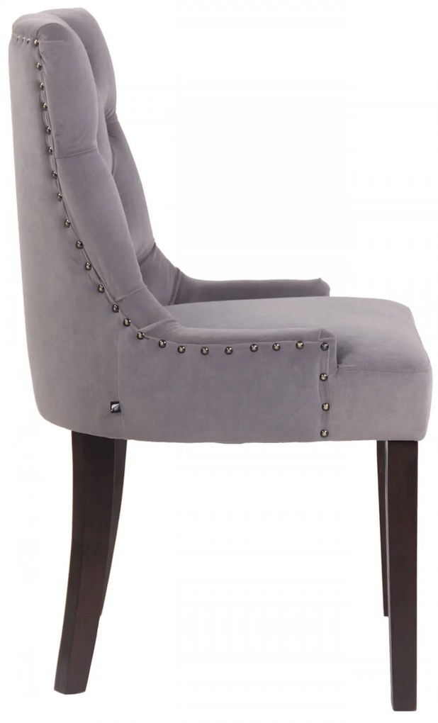 Jedálenská stolička Aberdeen - zamat, drevené nohy antik tmavé - Sivá