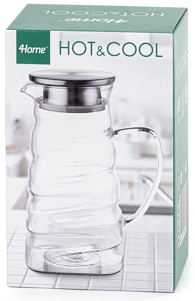 4Home Sklenený džbán Wave Hot&Cool, 1,2 ll