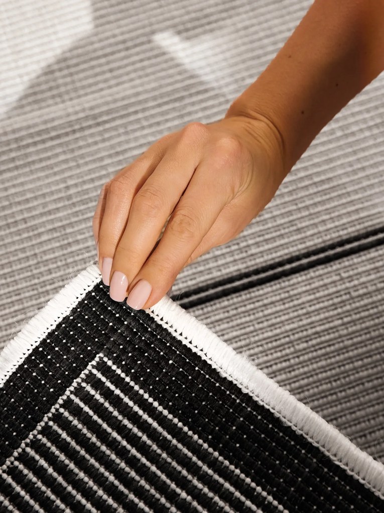 NORTHRUGS, Kusový koberec Duet Bowen 106244 Black/White - na von aj na doma, 160x230, čiernobiela, chodba / predsieň