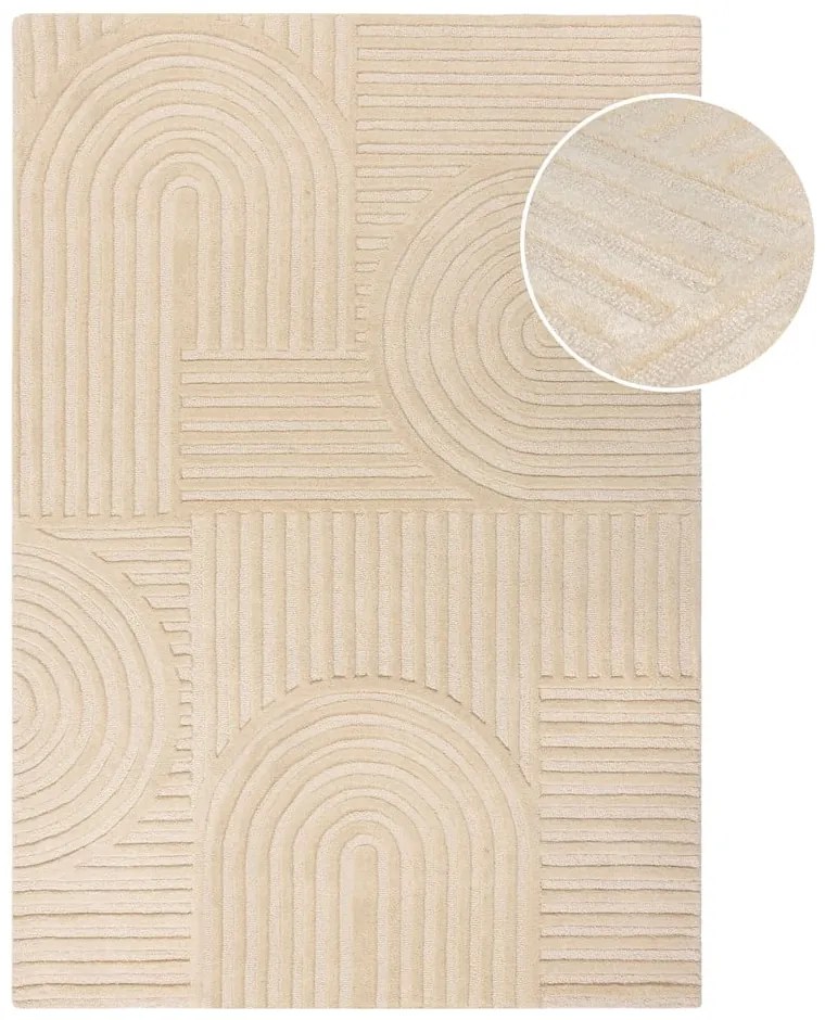 Béžový vlnený koberec Flair Rugs Zen Garden, 120 x 170 cm