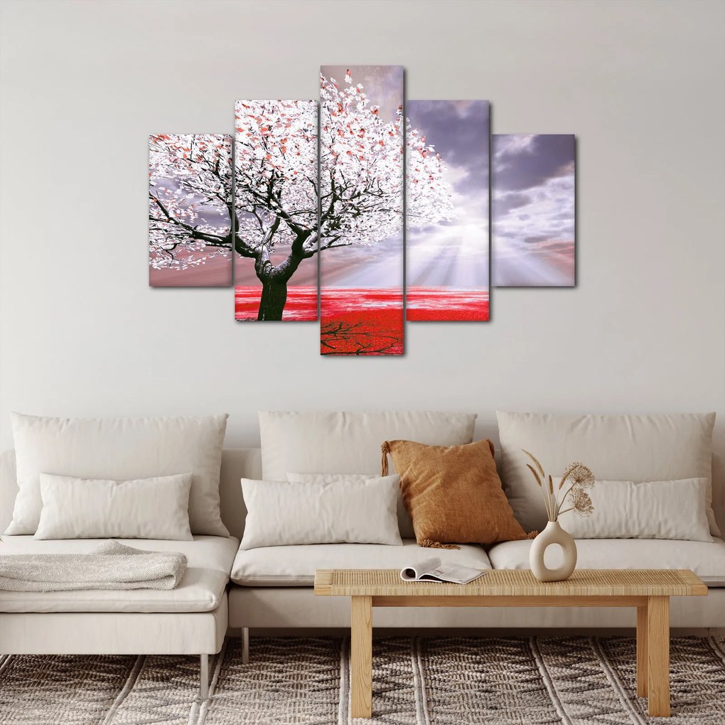 Červený obraz stromu (150x105 cm)