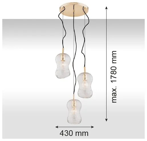 Argon 1464 - Luster na lanku CADIZ 3xE27/15W/230V