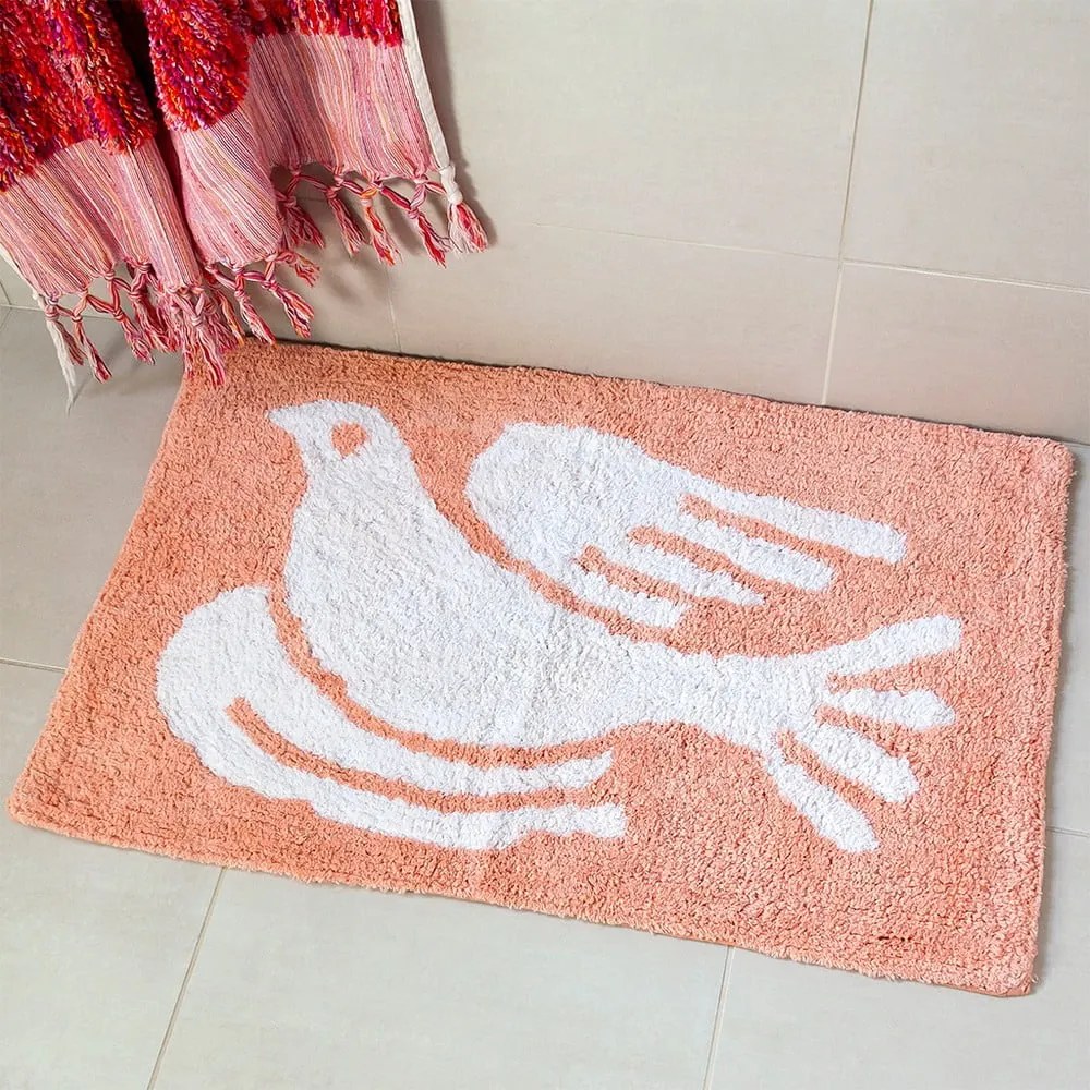 Broskyňová kúpeľňová predložka 50x80 cm White Dove – Rex London