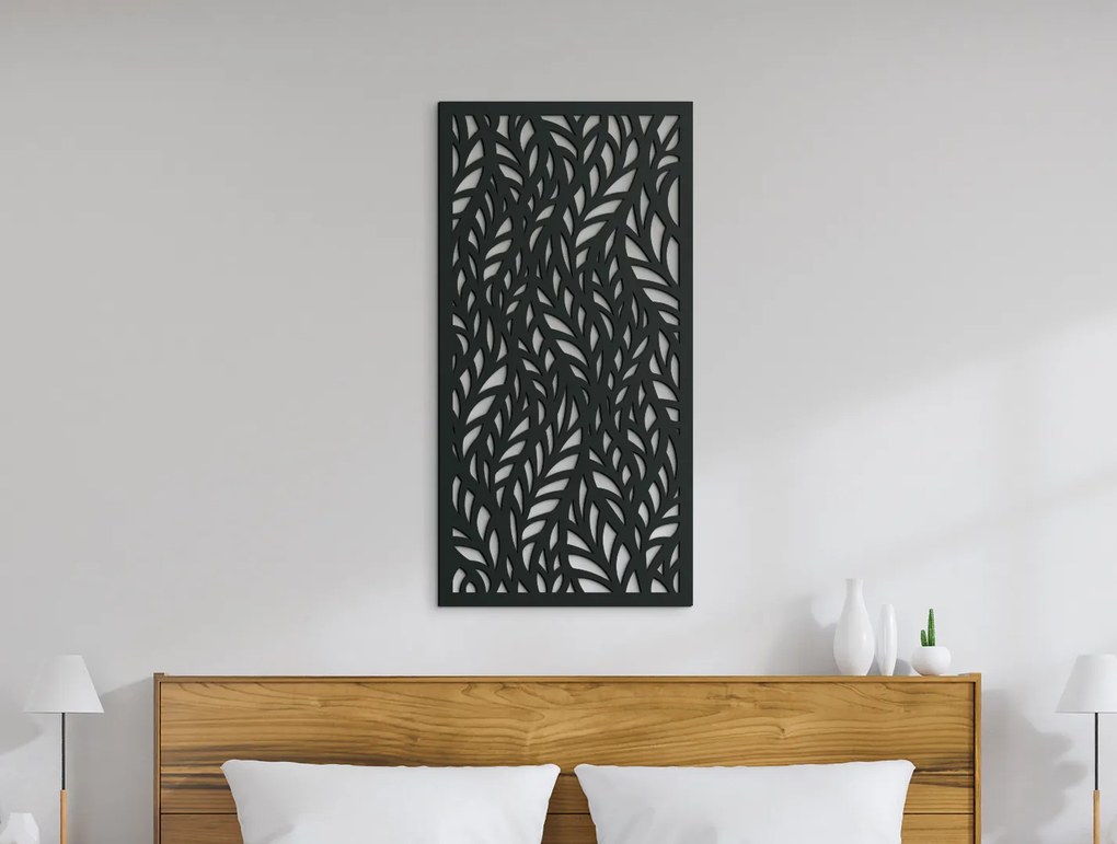 drevko Obraz z dreva Listy Rozmer obrazu: 44,5 x 22 cm, Farba dekorácie: Čierna