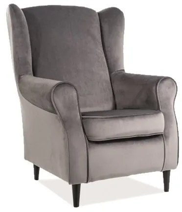 FOTEL BARON VELVET SZARY BLUVEL 14 / WENGE