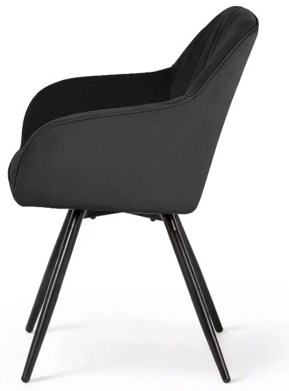 Sada dvoch jedálenských stoličiek TURNO zamatové, čierne / čierne nohy (2 ks)