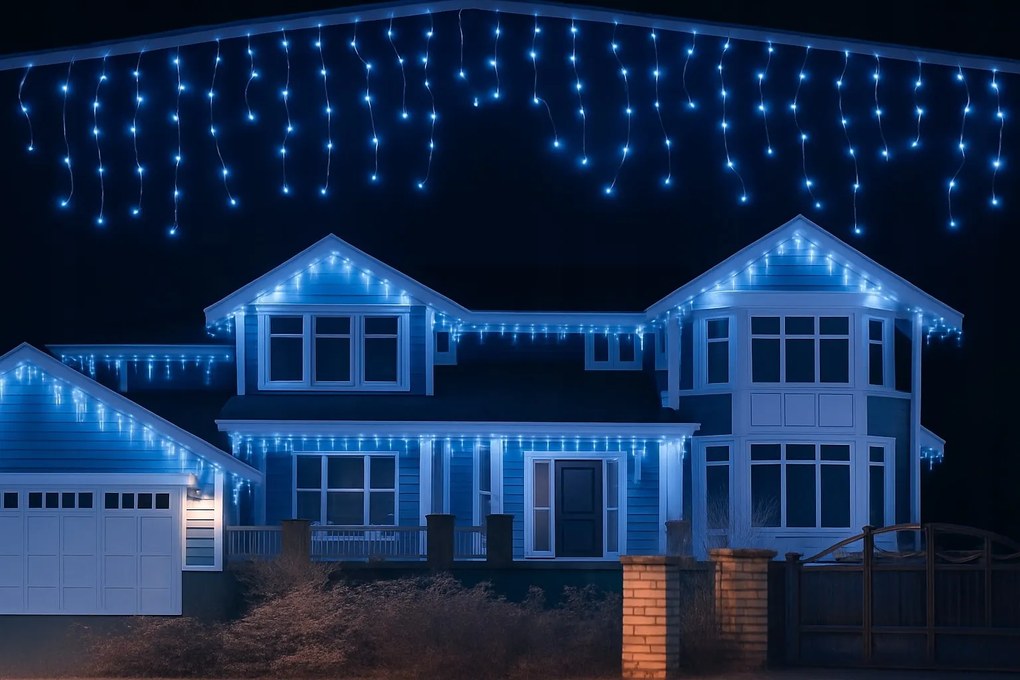 Vianočné svetielka LED záclona FLASH modrá 1000 LED
