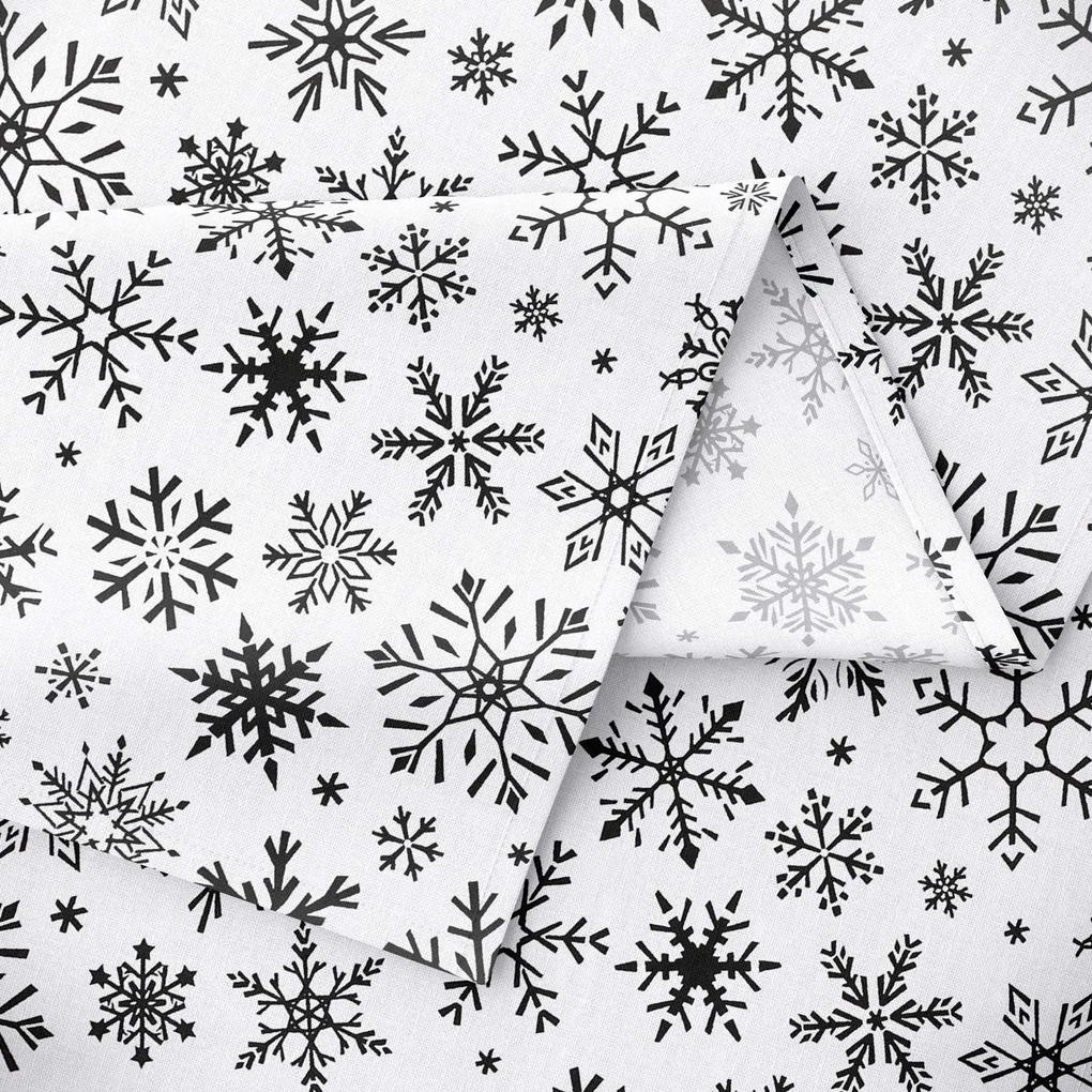 Goldea vianočný hranatý obrus 100% bavlnené plátno - snehové vločky 100 x 140 cm