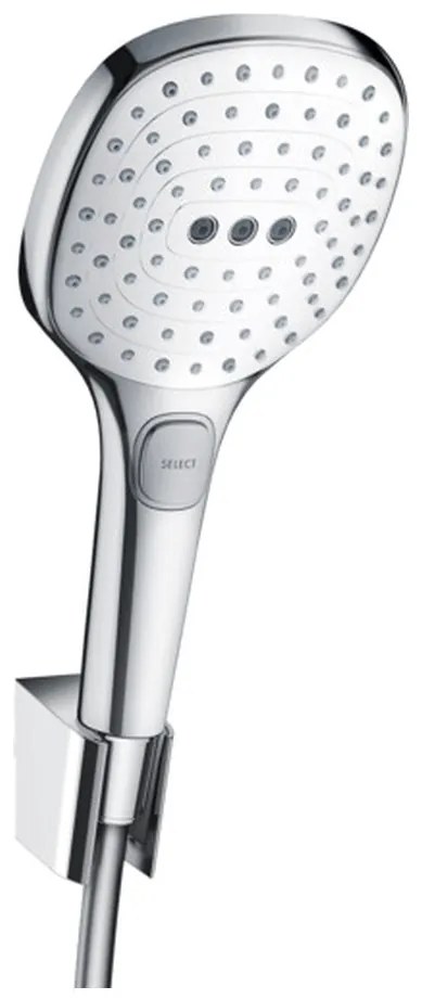 Hansgrohe Raindance Select E, sprchový set 120 3jet s hadicou 1600 mm, biela/chrómová, HAN-26720400