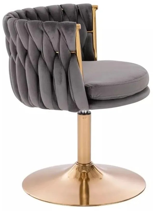 LuxuryForm DESIGN Stolička LYON VELUR na zlatom tanieri - tmavosivá