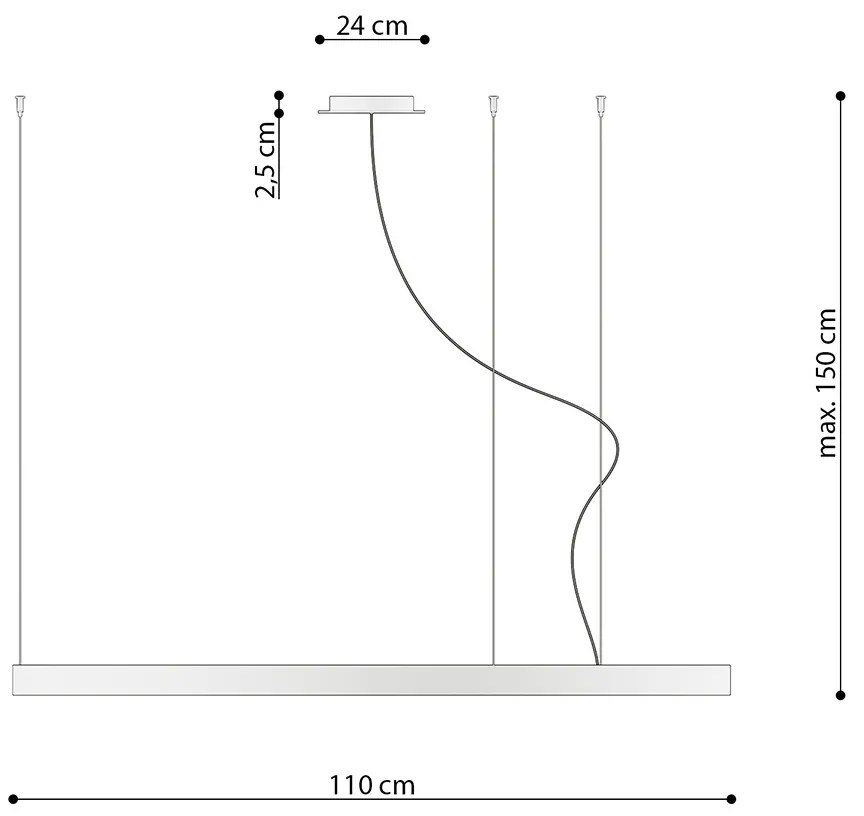 Závesné LED svietidlo Rio 110, 1x LED 70w, 3000k, b