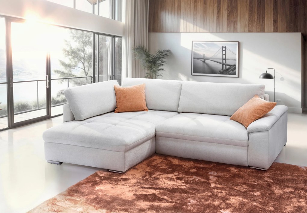 XXXLutz ROHOVÁ SEDAČKA, textil, biela MID.YOU - Sedačky - 000694008001