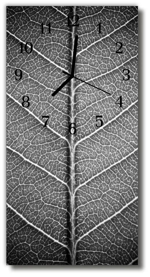 Sklenené hodiny vertikálne Príroda strieborný list 30x60 cm