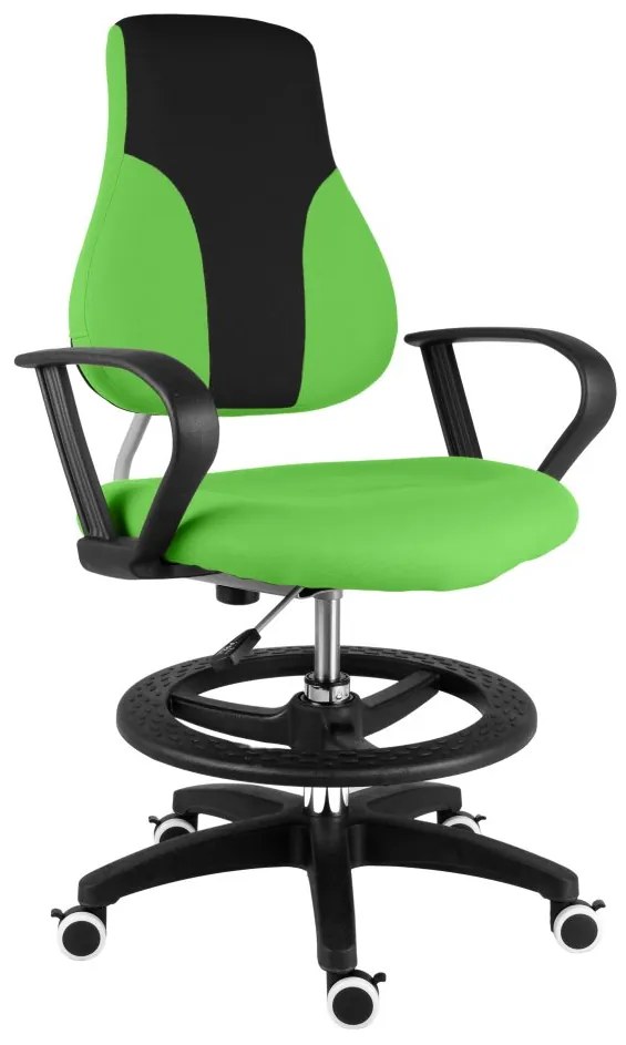 Detská rastúca stolička Neoseat KINDER — látka, čierna / zelená