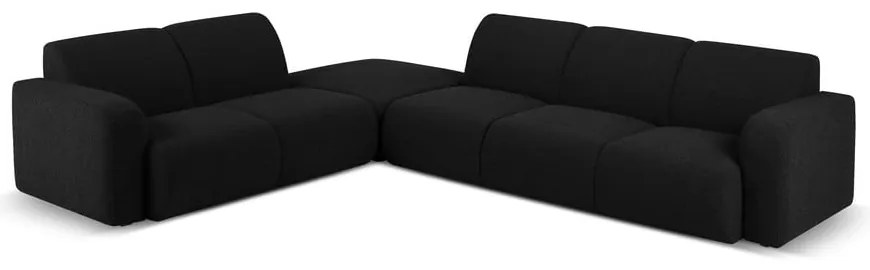 Čierna rohová pohovka z textílie bouclé (ľavý roh) Molino – Micadoni Home