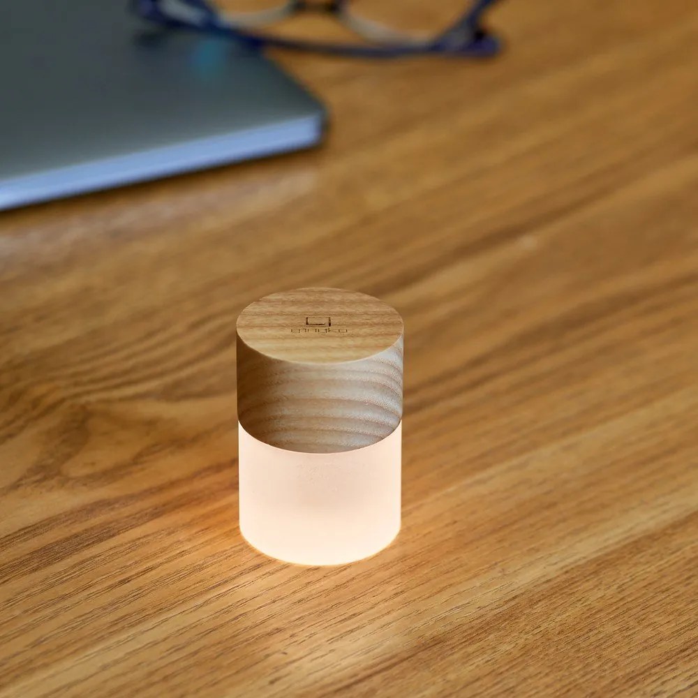 LED stolová lampa so stmievačom v prírodnej farbe so skleneným tienidlom (výška 6 cm) Lemelia – Gingko