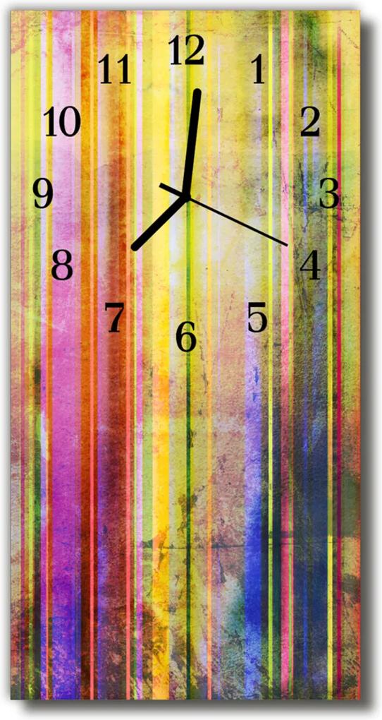 Sklenené hodiny vertikálne  Farebný obrázok dreva