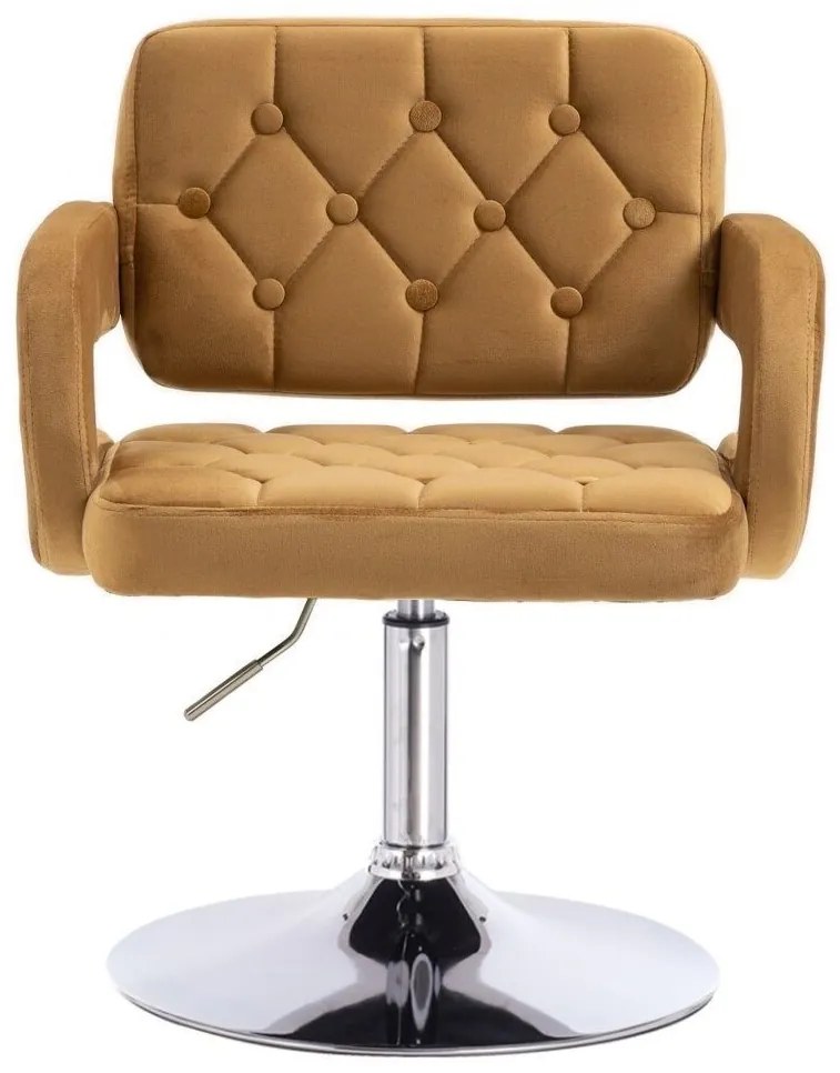 LuxuryForm DESIGN Stolička ADRIA VELUR na striebornom tanieri - medová