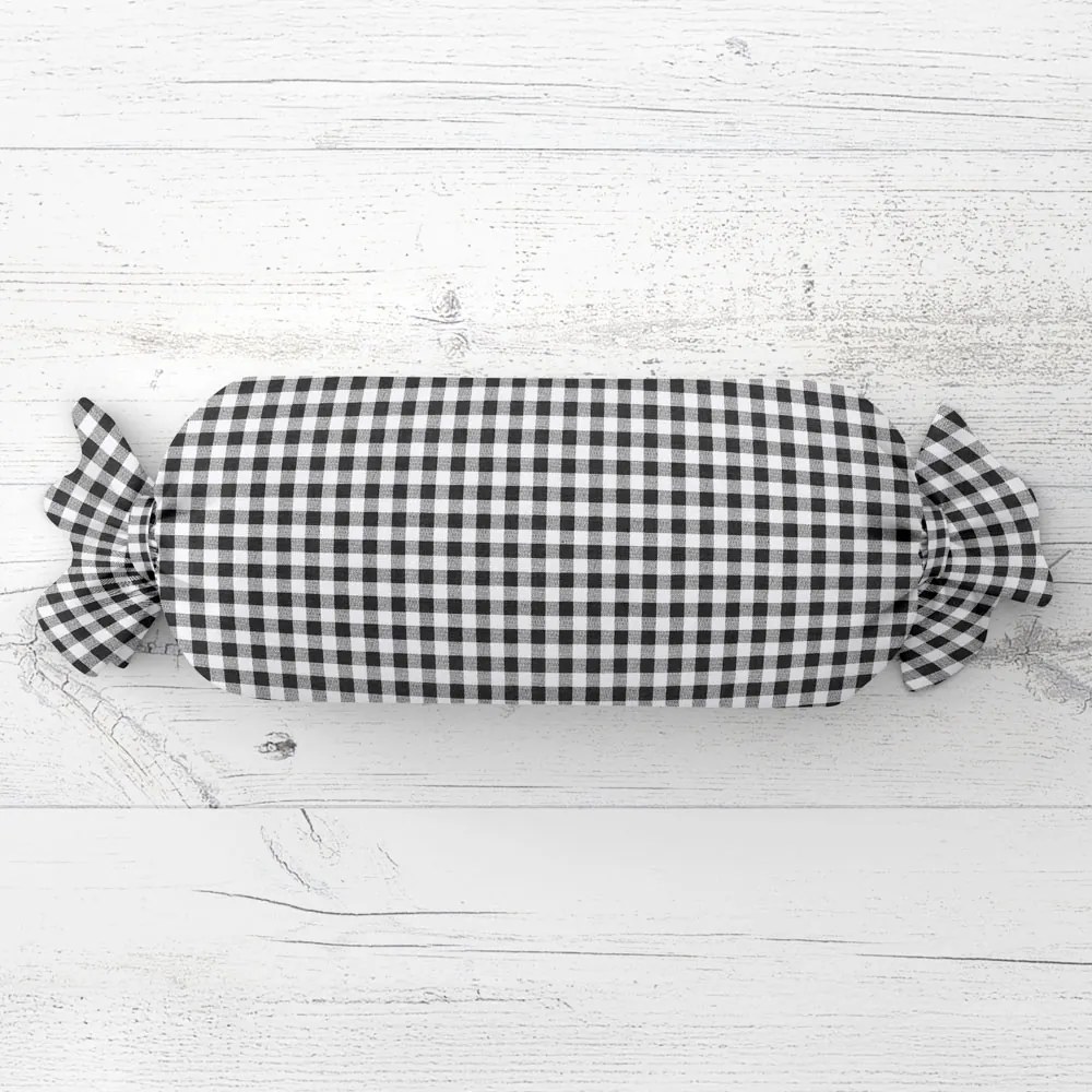 Biante Vankúš valec bonbon Sandra SA-060 Čierno-biele kocky 15x40 cm