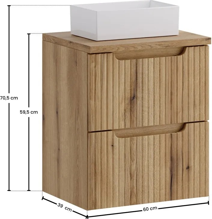 Závěsná skříňka Nova Gaja s deskou a umyvadlem 50 cm dub coast evoke
