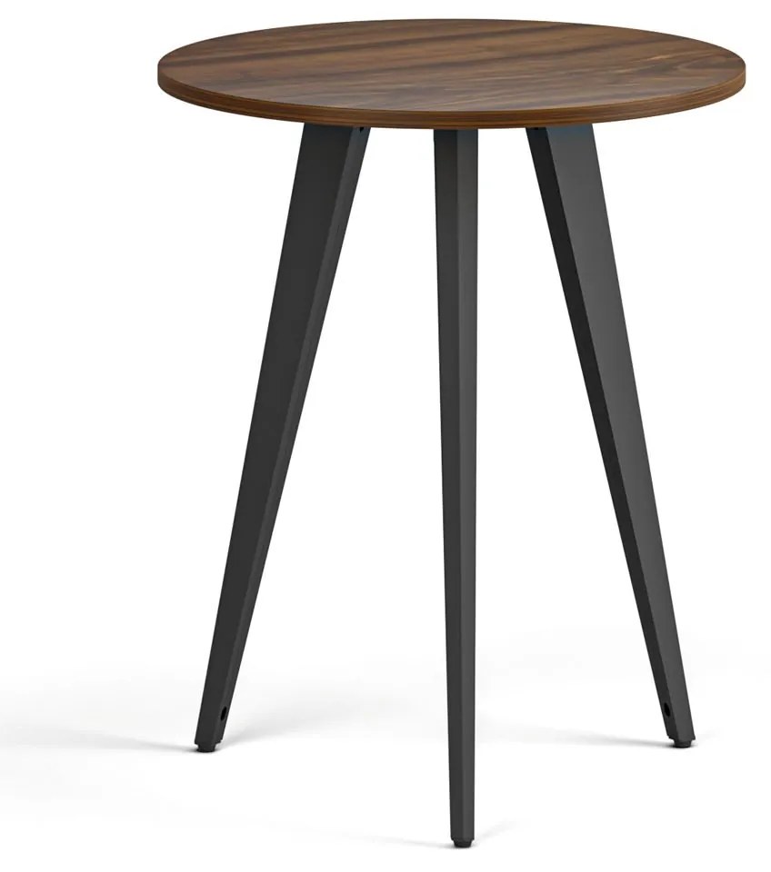 Konferenčný stôl PRIMO VIBE, priemer 60 cm, čierna podnož, orech
