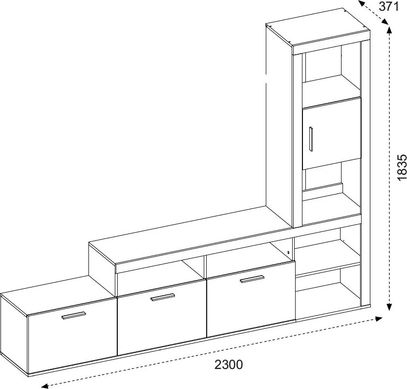 Obývacia stena Jacky, dub artisan/biela