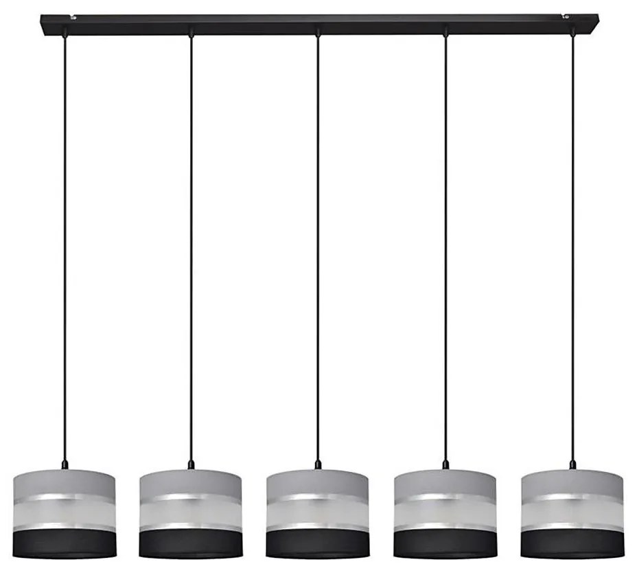 Luster na lanku HELEN 5xE27/15W/230V čierna/šedá/strieborná