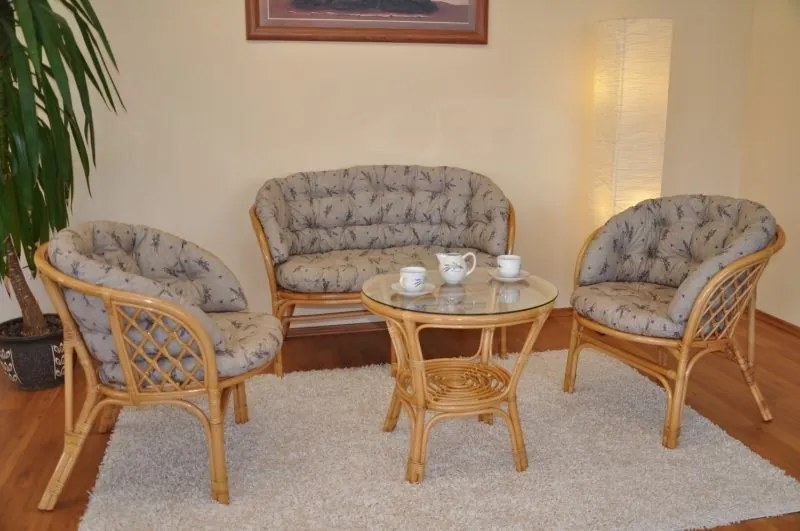 Ratanová sedacia súprava Bahama medová veľká + polstre MAXI - 7 farieb