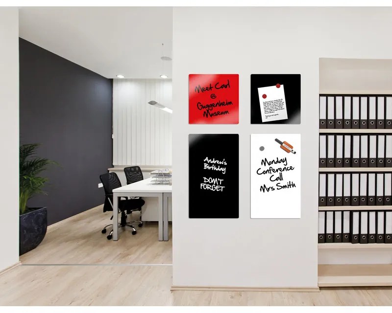 Bi-Office Sklenená magnetická tabuľa na stenu, 480 x 480 mm, čierna