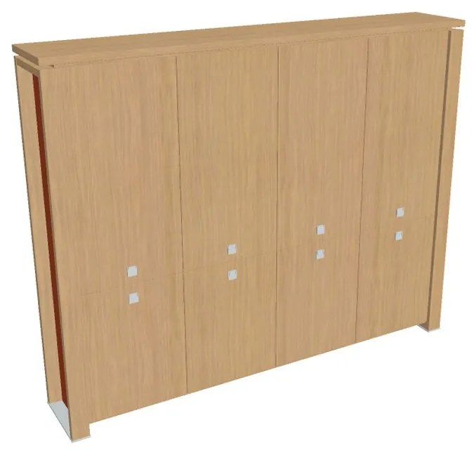 Vysoká skriňa Verno+ S 260 x 46 x 210 cm, dub svetlý / oranžová