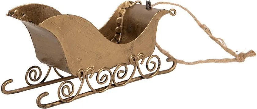 Zlatá antik vianočná ozdoba retro kovové sanel - 19*4*5 cm