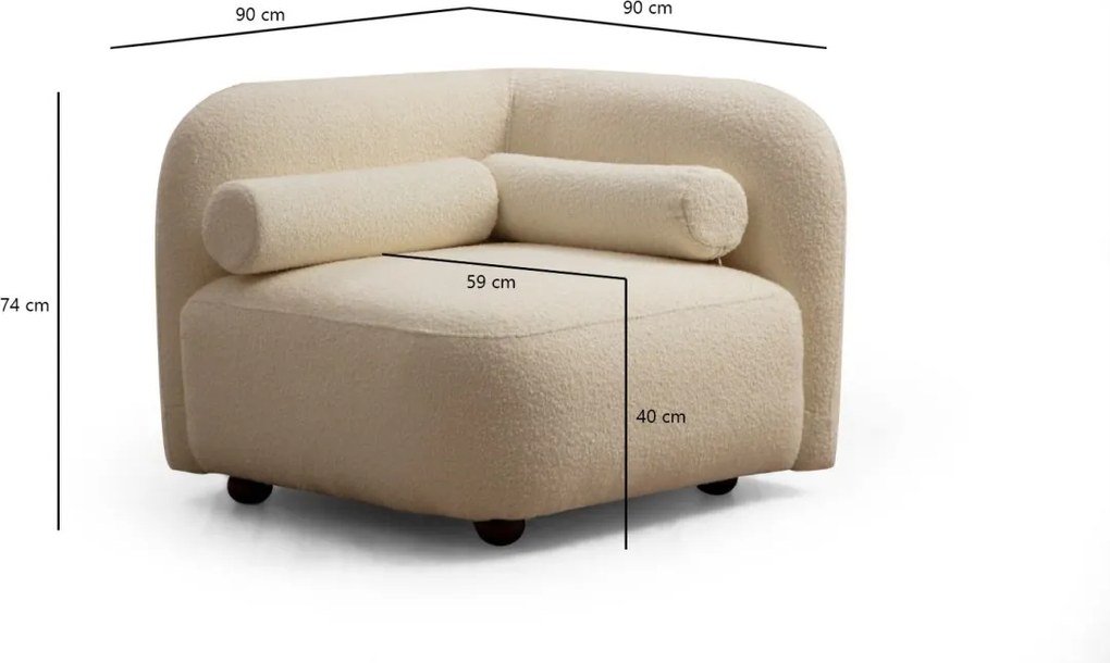 Rohové křeslo Victoria bouclé krémové