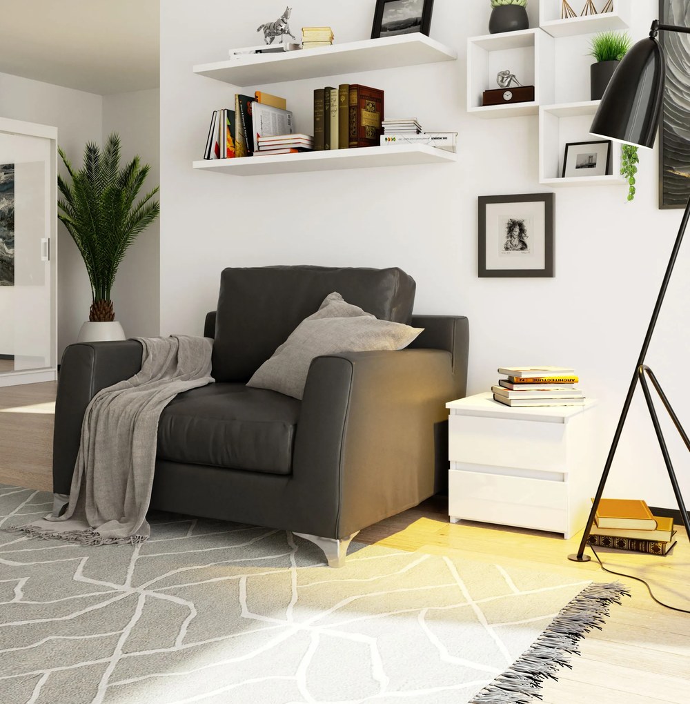 Nočný stolík Cleania CL2 (biely lesk). Akcia -20%. Vlastná spoľahlivá doprava až k Vám domov. 1068576