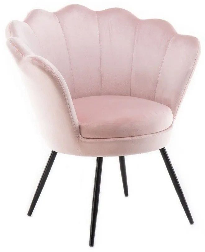 LuxuryForm DESIGN Kreslo FREY VELUR s čiernymi nohami - ružové