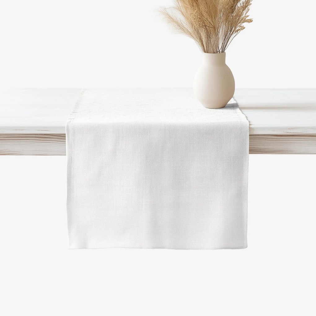 Goldea behúň na stôl z ľanovej zmesi - biely 50x120 cm
