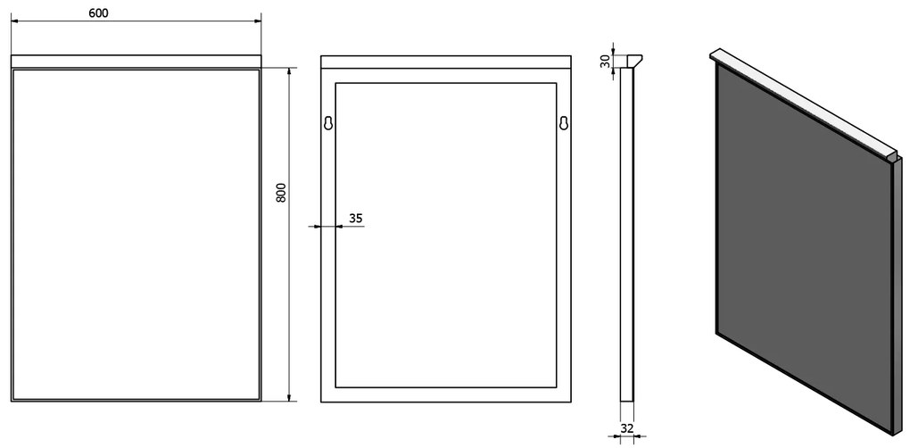 Sapho, BORA zrkadlo v ráme s LED osvetlením a s prepínačom 600x800mm, AL768