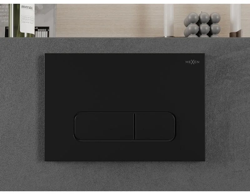 Mexen Fenix Air 02, pneumatické dvojité tlačidlo na splachovanie, čierna matná, 6A0203