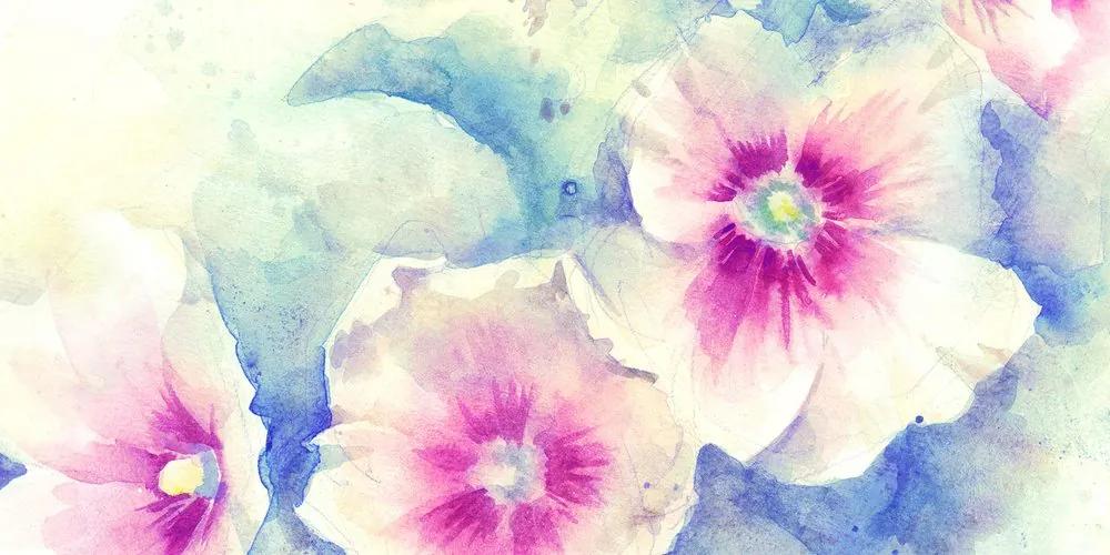 Obraz kvety v ružovom akvarely