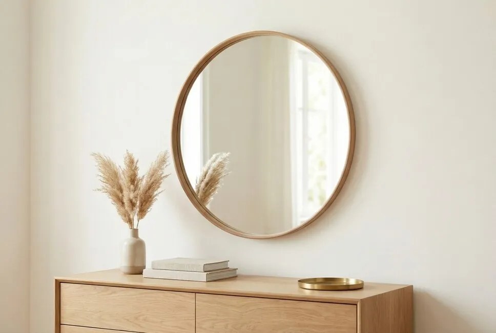 Okrúhle nástenné zrkadlo Lineo Dub 70 cm