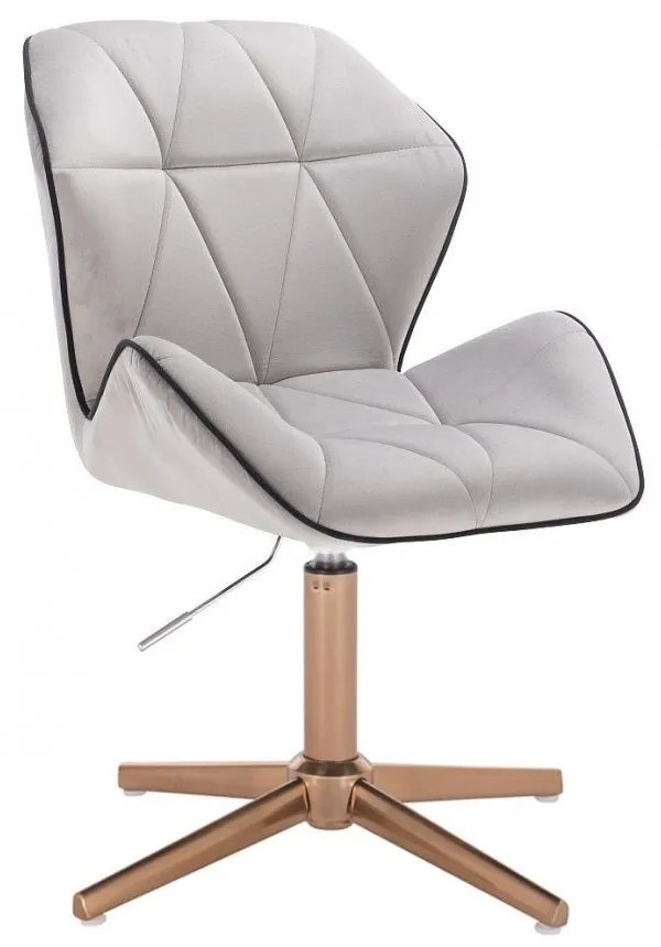LuxuryForm DESIGN Stolička MILANO MAX VELUR na zlatom kríži - sivá