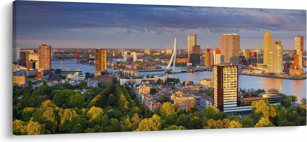 Obraz - Panorama Rotterdamu, Holandsko (120x50 cm)