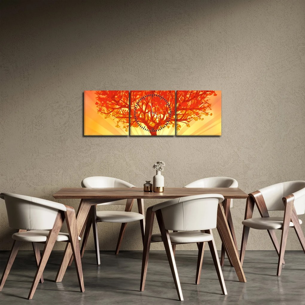 Obraz - Strom v žiari slnka (s hodinami) (90x30 cm)