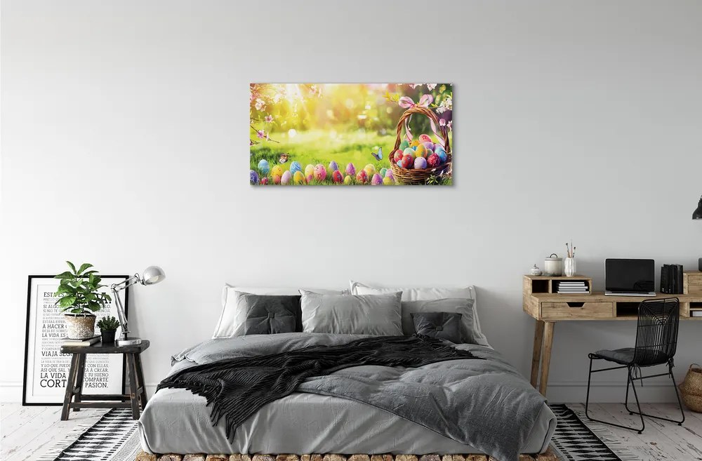 Obraz na plátne Basket vajcia kvetina lúka 100x50 cm