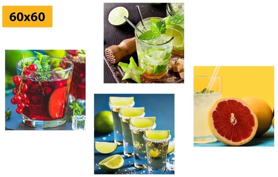 Set obrazov drinky v pestrých farbách - 4x 40x40