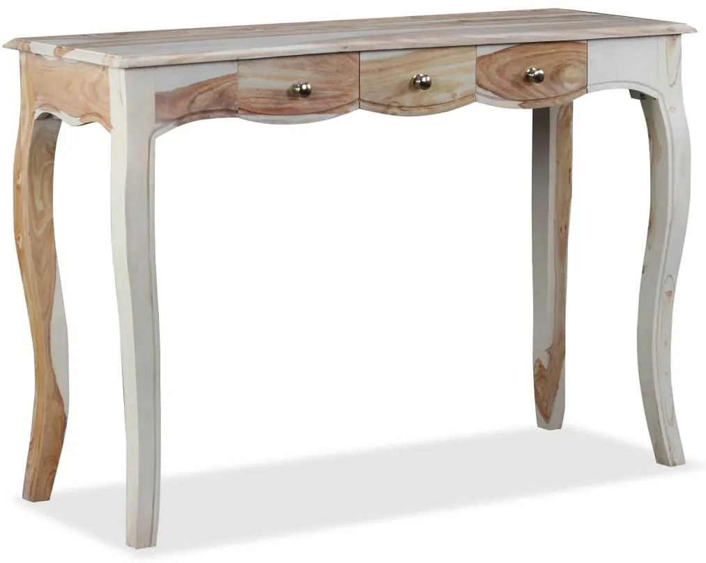 vidaXL Konzolový stolík s 3 zásuvkami, masívne sheeshamové drevo, 110x40x76 cm