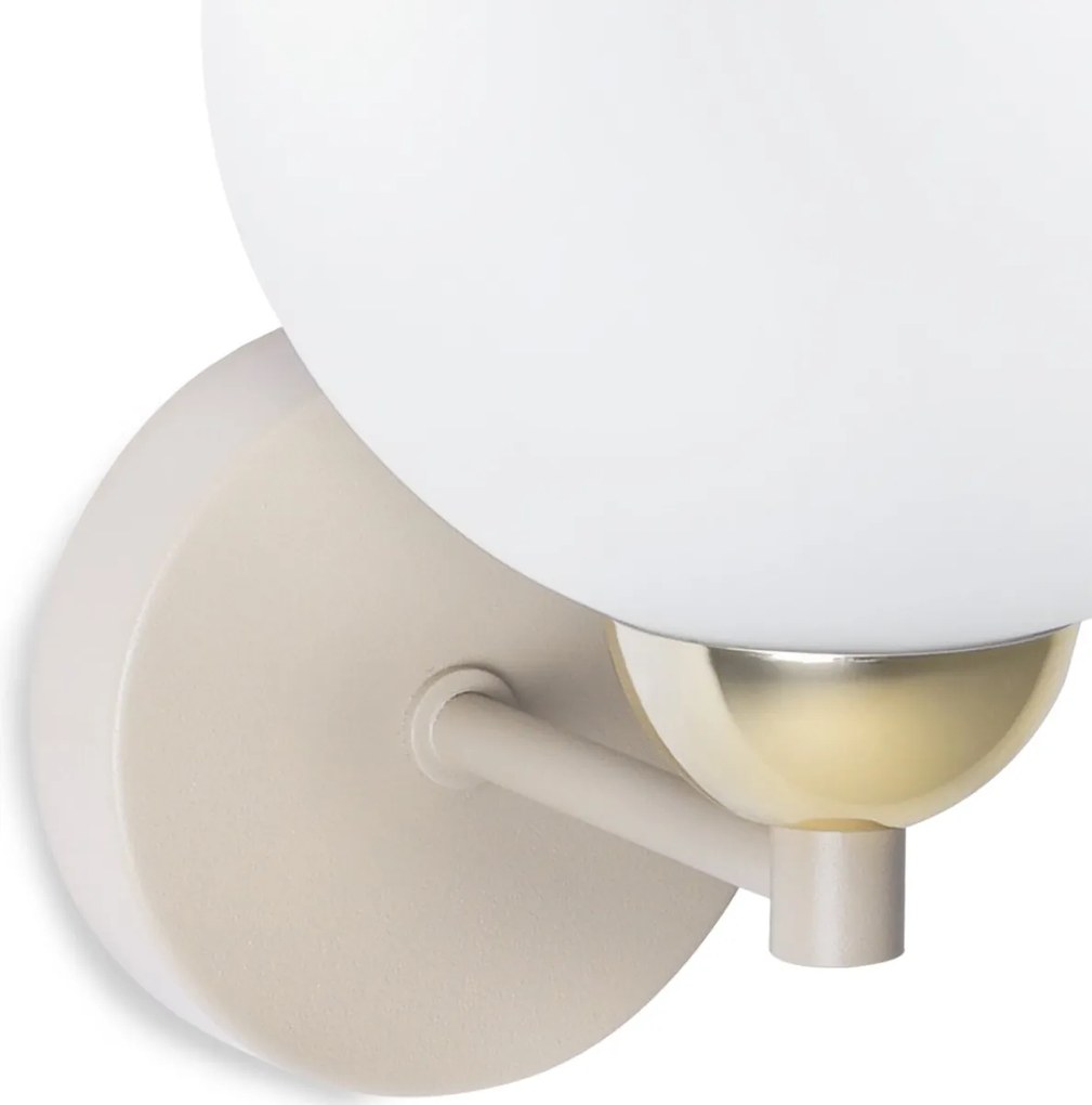 Nástenné svietidlo Eliza 1, 1x biele sklenené tienidlo, g/be