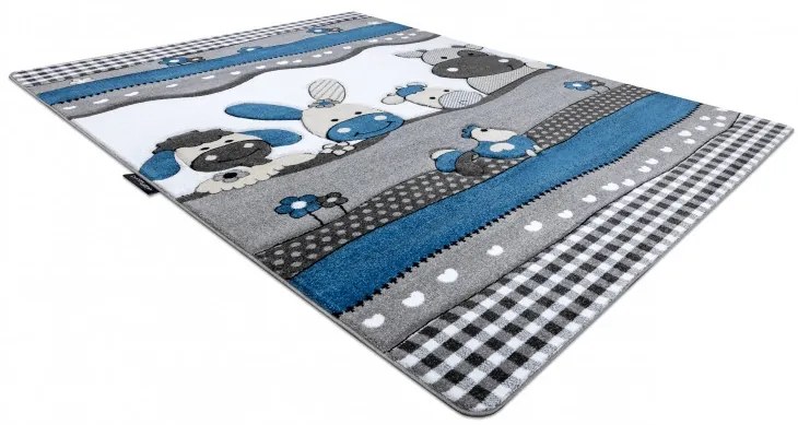 Detský kusový koberec Petit Farm animals blue, 200x290, modrá, detská izba, Dywany Łuszczów