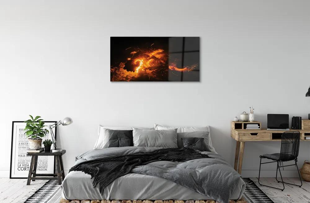 Sklenený obraz ohnivý drak 125x50 cm