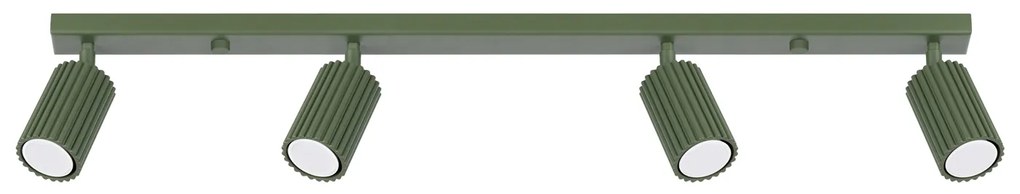 Bodové svietidlo Karbon, 4x olivovo zelené kovové tienidlo, (možnosť polohovania)