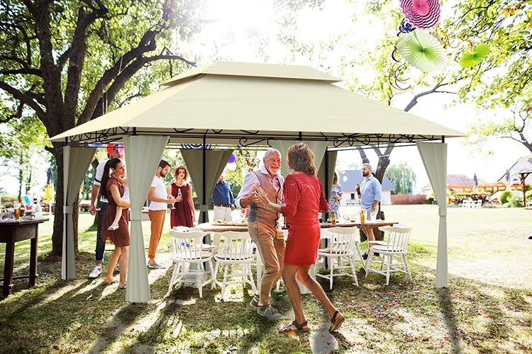 DomTextilu Béžový párty stan v elegantnom štýle vhodný na svadbu 3m x 4m 21270-136276